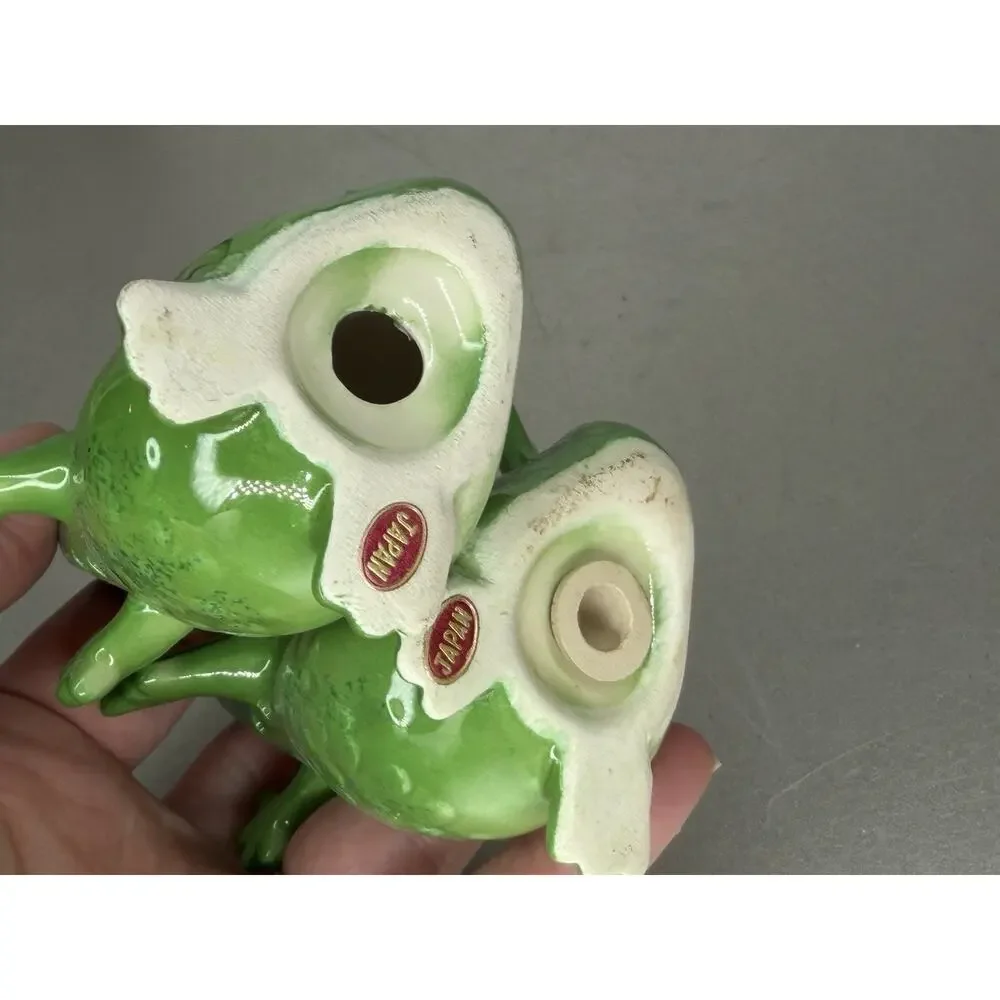 Vintage Royal Gorge Green Dinosaur Salt & Pepper Shakers Set Japan Kitschy 60s